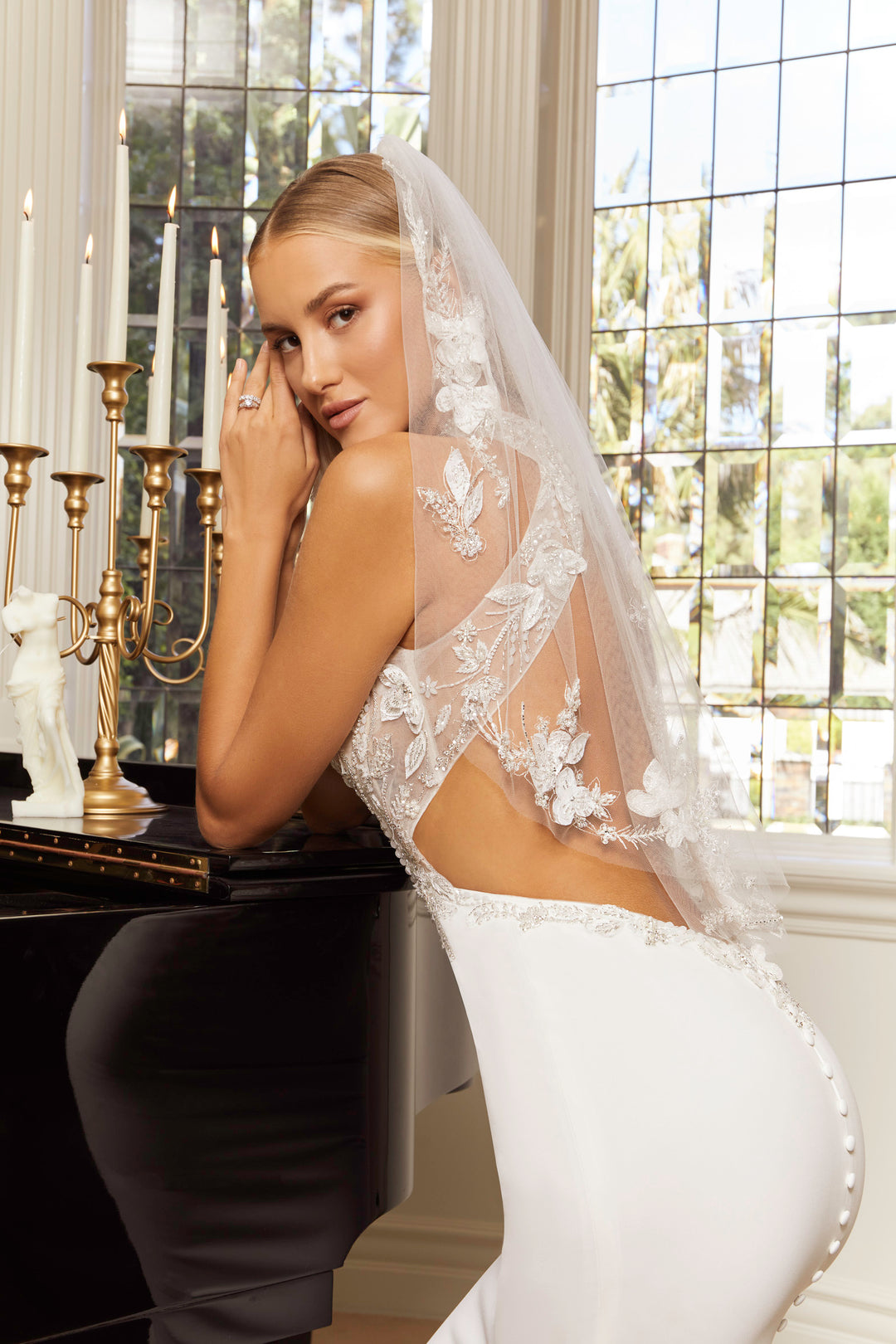 casablanca fit and flare wedding dress Beloved by Casablanca Bridal BL429 Arizona Wedding Dress Fit And Flare Scoop Neck Spaghetti Strap Floral Lace With Sequin Train Wedding Gown 26 / INI